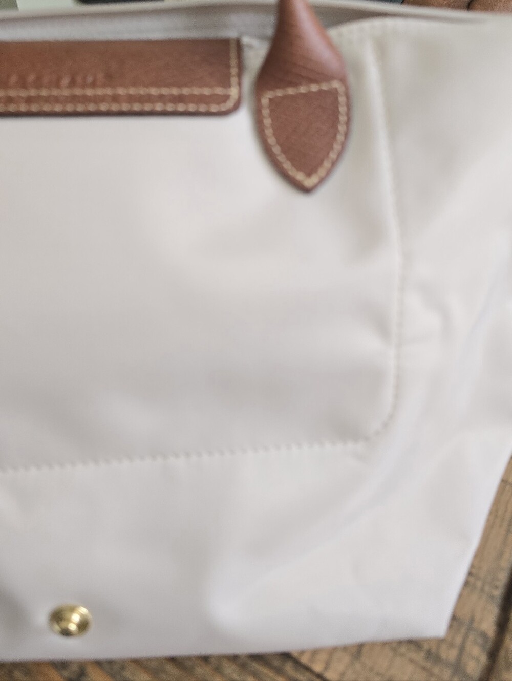 Longchamp Small beige tote with brown leather trim - Picture 10 of 12
